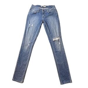 Levi's 524 Jeans Womens 3 Blue Skinny Low Rise Distressed Ripped Denim Casual